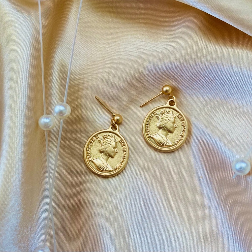 Queen Portrait Coin Earrings